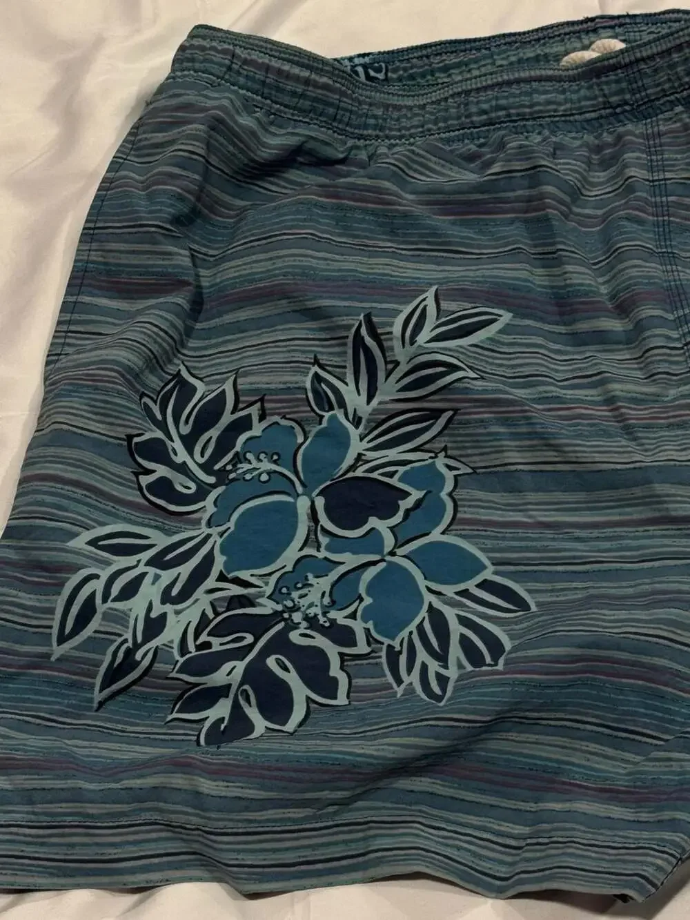 Vintage Tommy Bahama Mens Board Shorts Floral Swim Blue